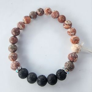 Leopard Jasper essential oil diffuser aromatherapy lava bead bracelet NWT